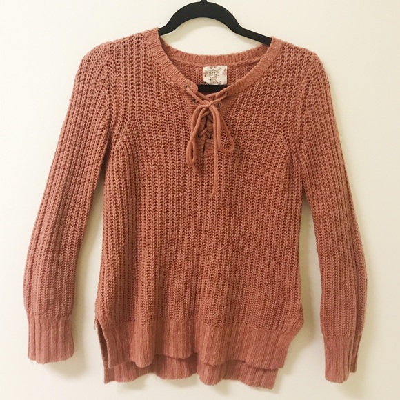 Dark Rose Front Laced Sweater - Picture 1 of 1